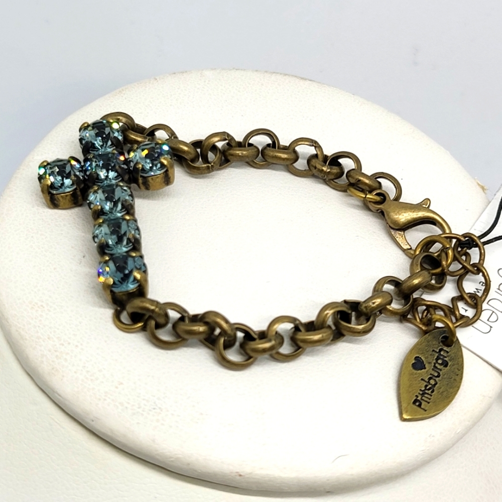 Blue Crystal Cross Bracelet